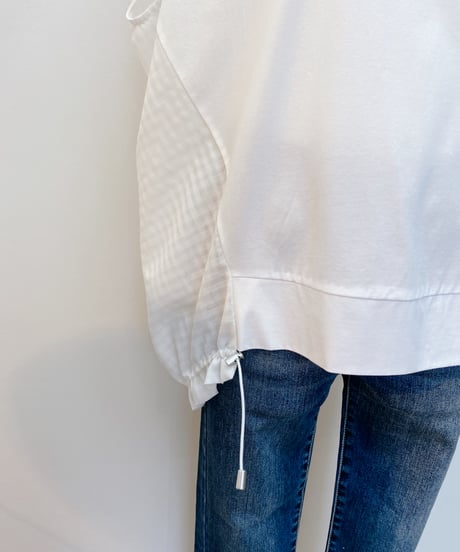 カット×シアーチェックシャツコンビ半袖カットソー
