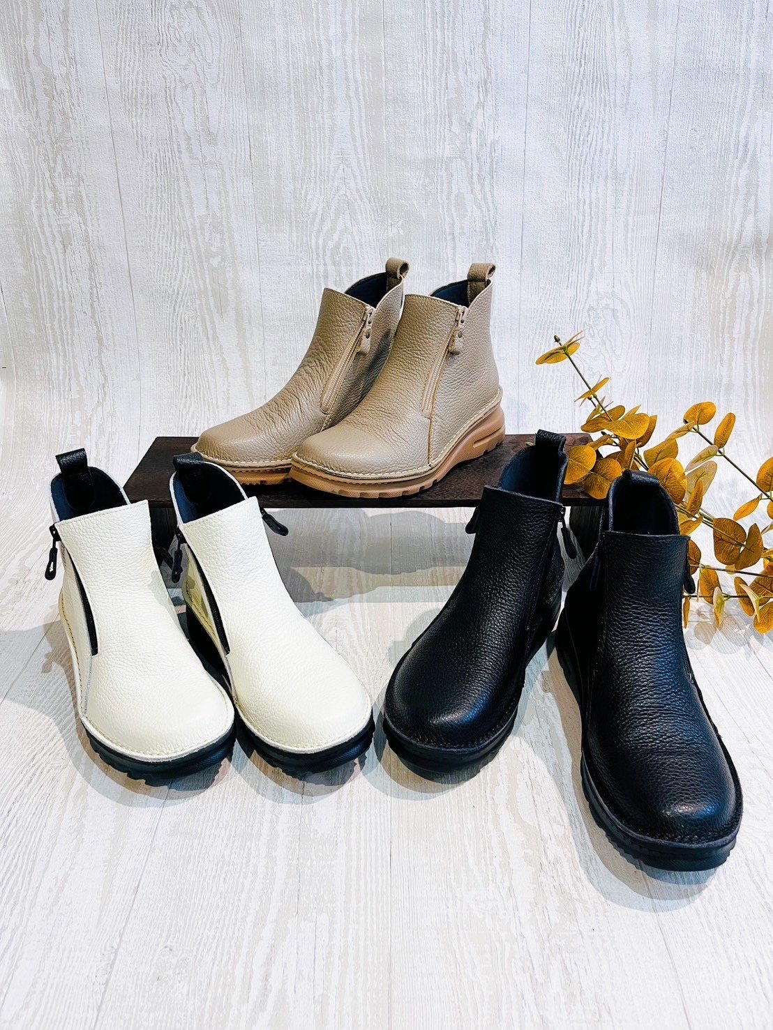 厚底レザーショートブーツ | Aujourd'hui