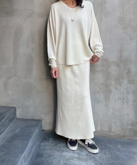 ハニカムワッフル Vネックニット