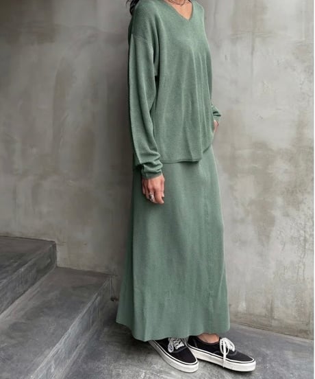 ハニカムワッフル Vネックニット