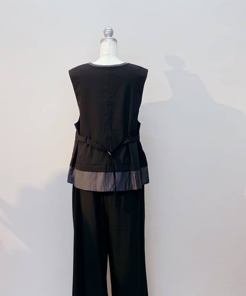 新品タグ付き　y/project 21aw ベルベッド　レイヤードパンツ　M レイヤードベスト・ベルト付きタックポケットパンツ※上下別売り