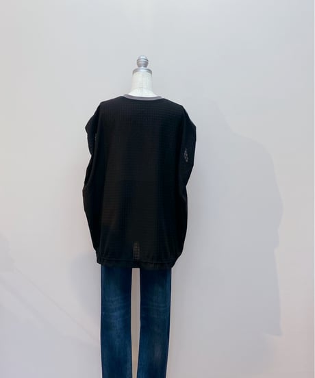 カット×シアーチェックシャツコンビ半袖カットソー