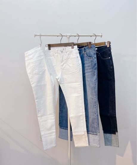 ☆再入荷☆ 裾切替 ロールUP風デニム