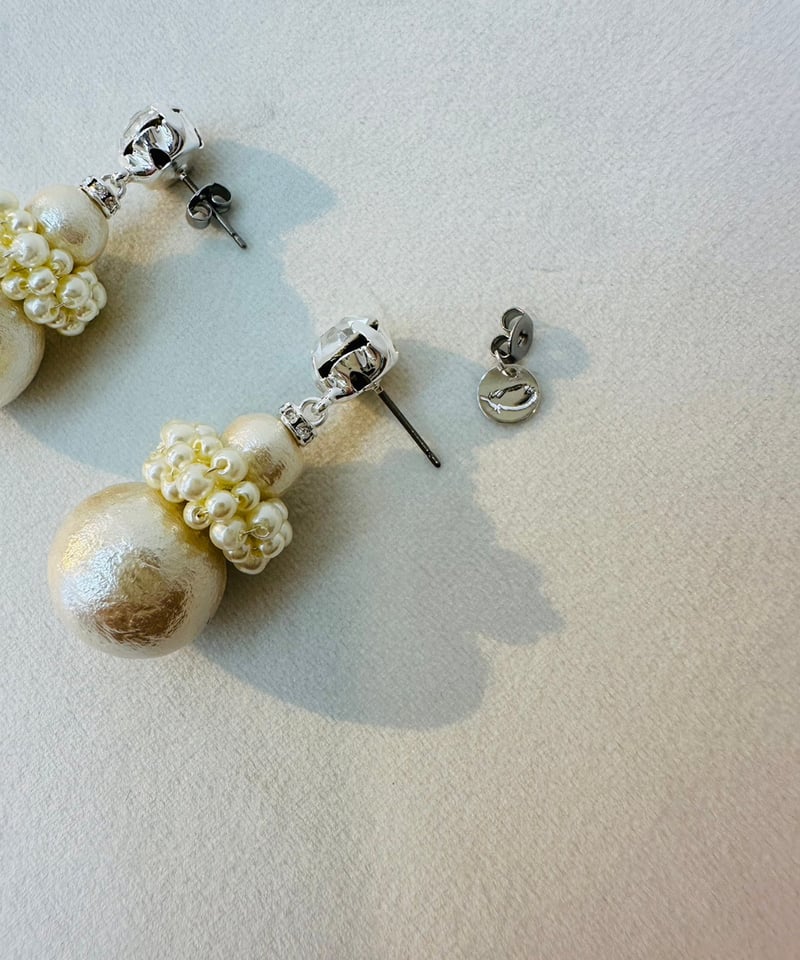 ビジューコットンパールピアス | Aujourd