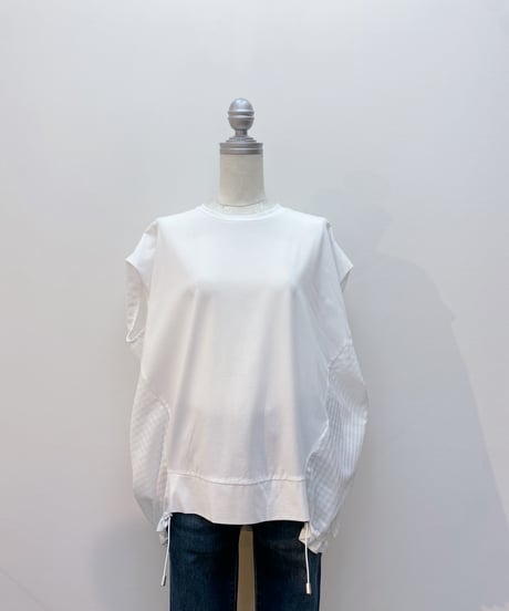 カット×シアーチェックシャツコンビ半袖カットソー