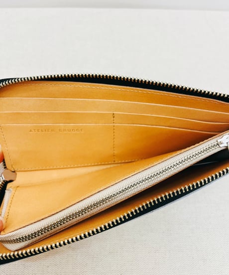 L字ファスナー 牛革シボ 長財布