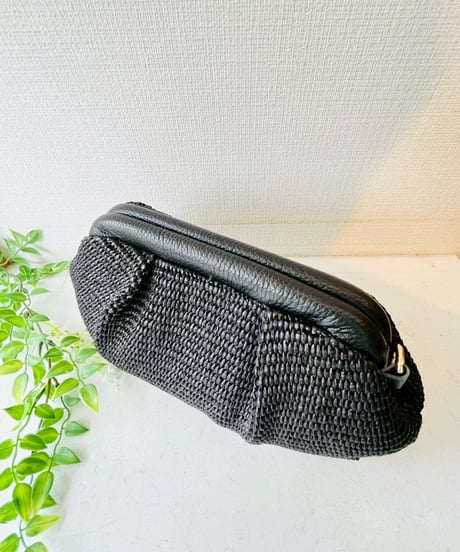 ラフィア×レザー ショルダーバッグ