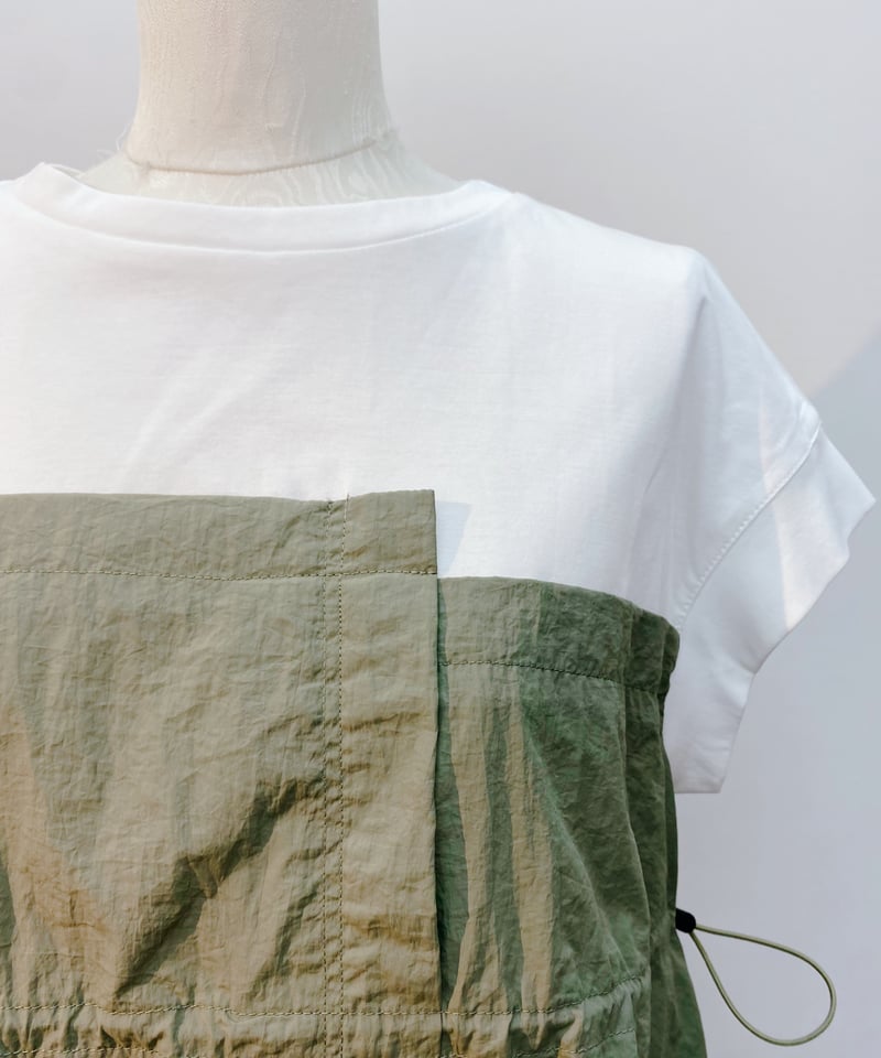 ビスチェ風 異素材ドッキングTシャツ | Aujourd'hui