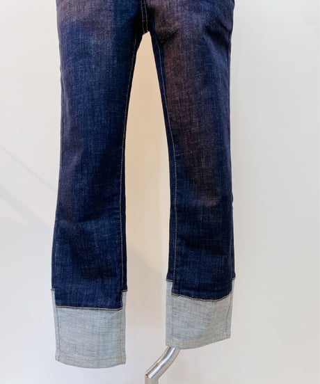 ☆再入荷☆ 裾切替 ロールUP風デニム