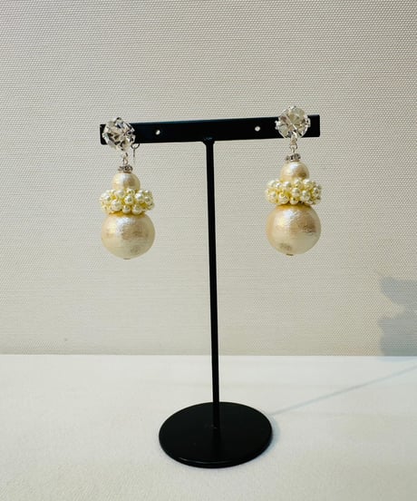 ビジューコットンパールピアス