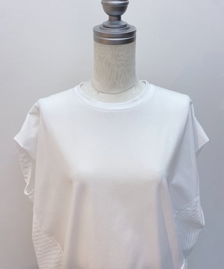 カット×シアーチェックシャツコンビ半袖カットソー