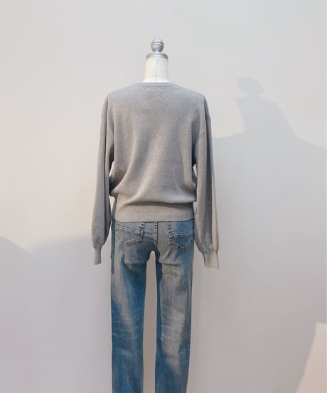 シフォン×チュールフラワーモチーフ綿ニット