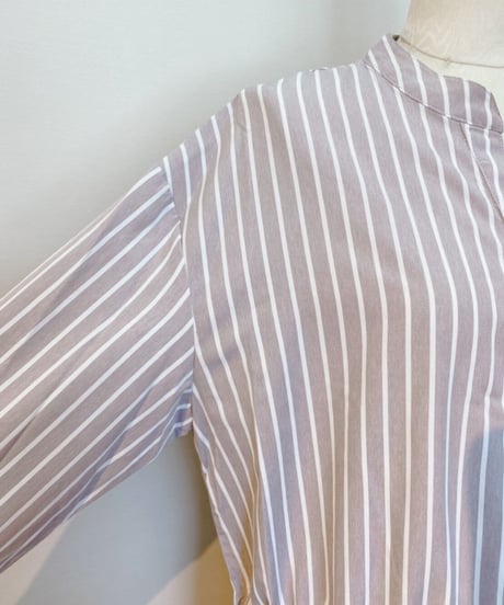 バックリボンストライプロングシャツ