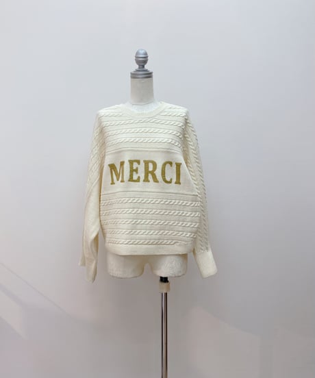 ケーブルロゴ刺繍プルオーバー