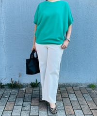 ホールガーメント 斜め柄 半袖ニット