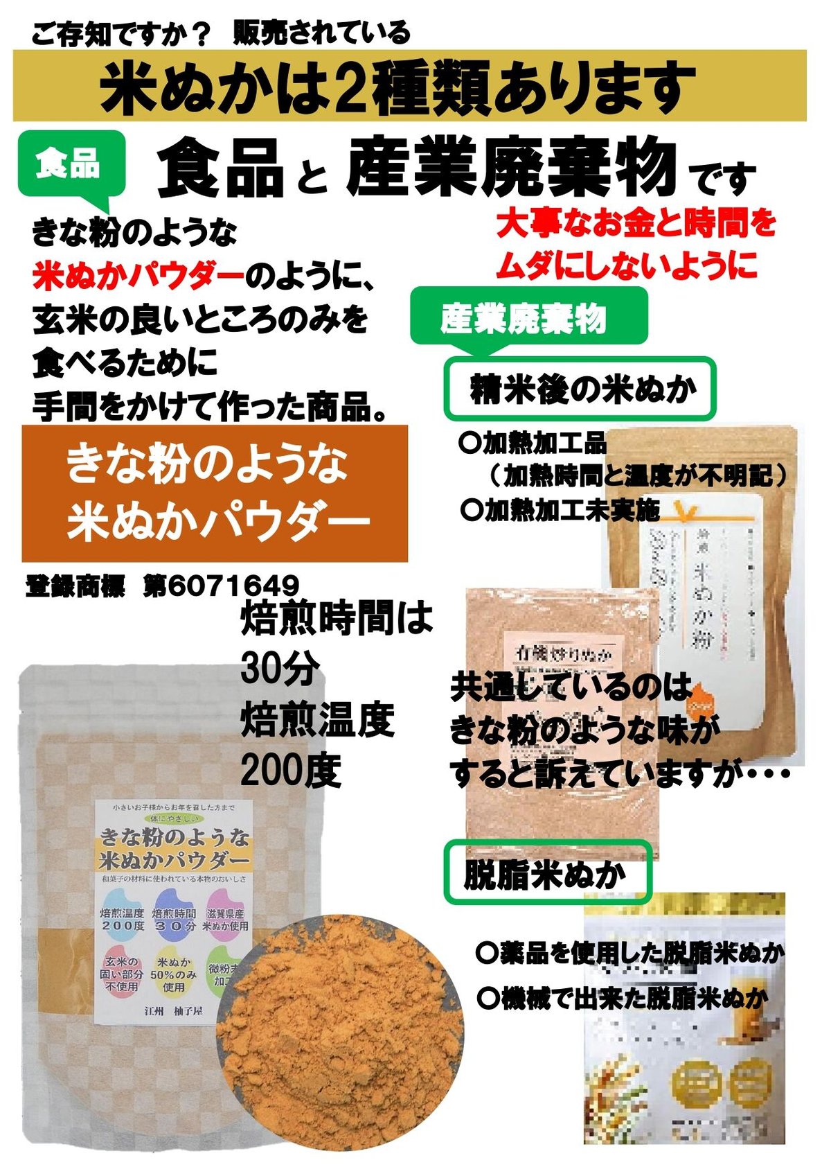 「きな粉みたいな米ぬかパウダーＧＡＢＡ強化タイプ」５００ｇ 京和菓子の材料として使用されている「美味しさ」です。