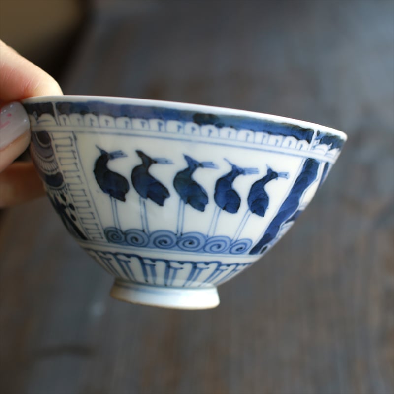 鳥好きのための染付茶碗 | 土井見世 古道具店