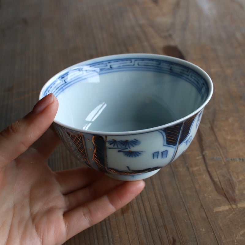 文様のおせち｜金彩茶碗 | 土井見世 古道具店