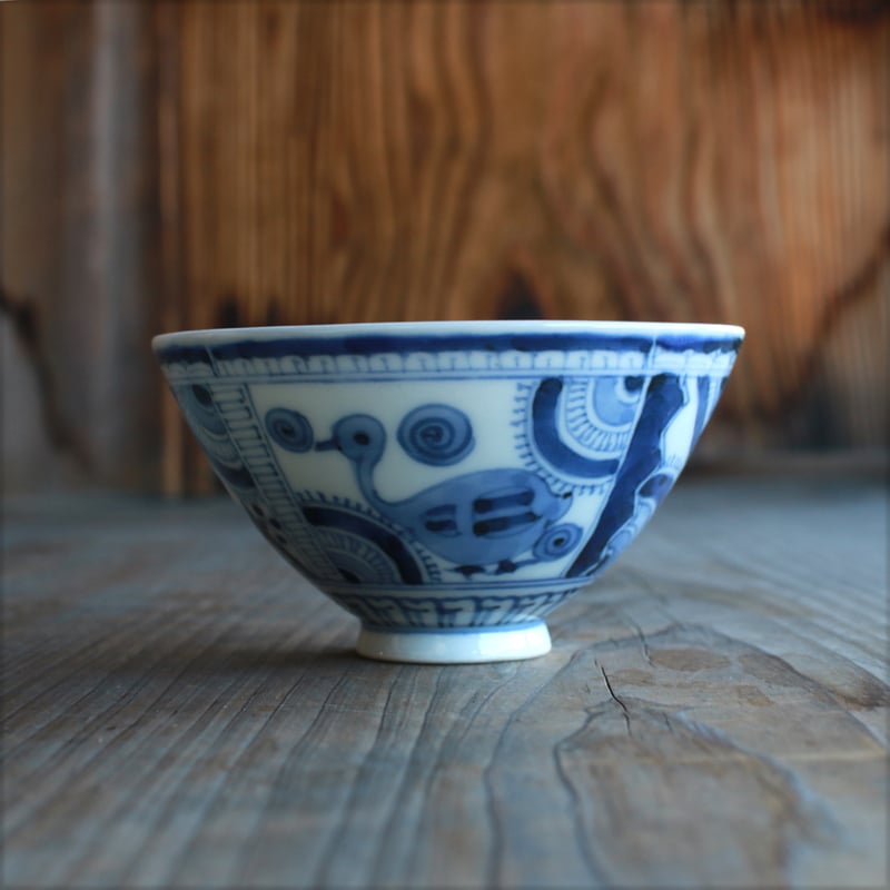 鳥好きのための染付茶碗 | 土井見世 古道具店