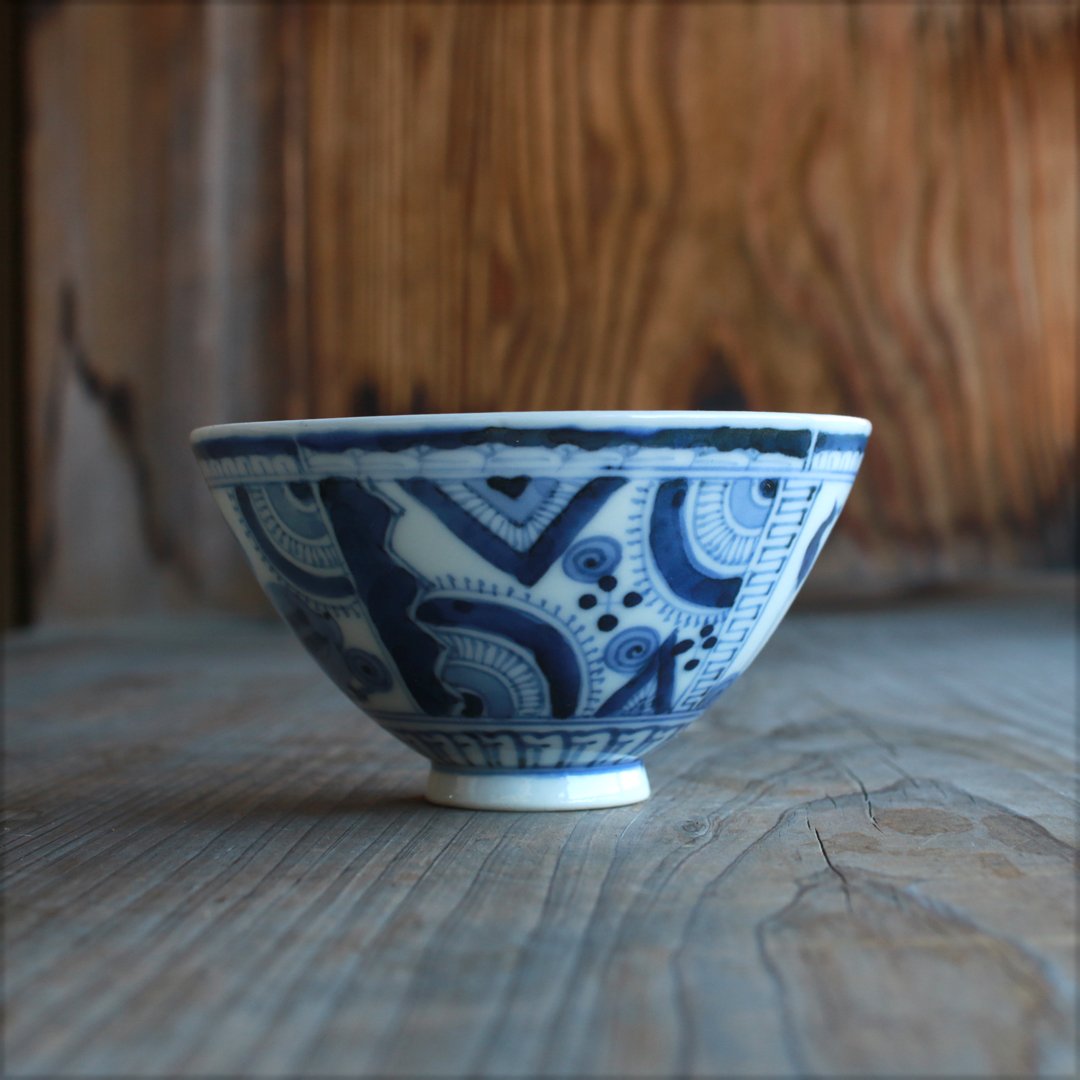 鳥好きのための染付茶碗 | 土井見世 古道具店