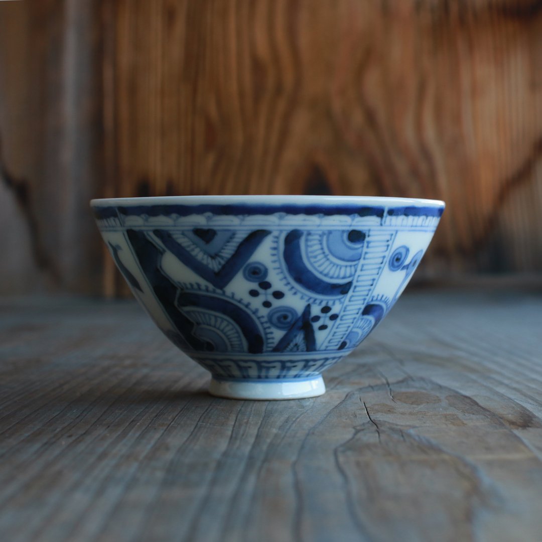 鳥好きのための染付茶碗 | 土井見世 古道具店