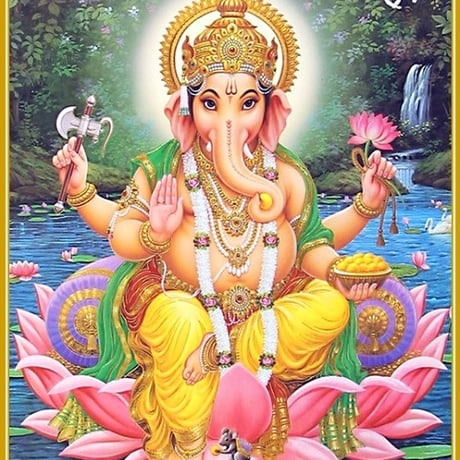 インドの神様 ガネーシャ神 お守りカード[028] India God【Ganesa】Small Card (Charm) 【富】【商業】【学問】【繁栄】【成功】【群衆の長】