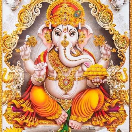インドの神様 ガネーシャ神 お守りカード[030] India God【Ganesa】Small Card (Charm) 【富】【商業】【学問】【繁栄】【成功】【群衆の長】