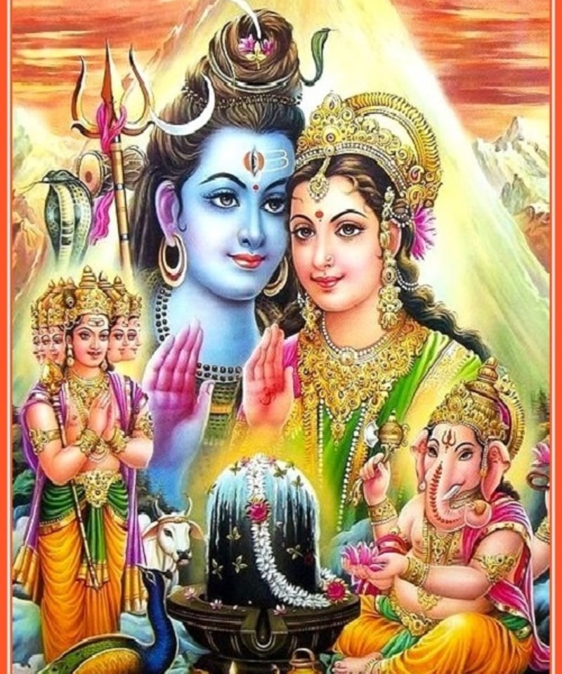 インドの神様 シヴァ＆パールヴァティー神 お守りカード×1枚[017