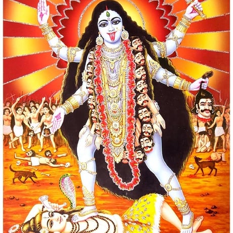 インドの神様 カーリー神のお守りカード[019] ラミネート加工済 India God【Kali】Small Card (Charm) 【黒い者】【黒い母】【戦い】【討伐】【勝利】