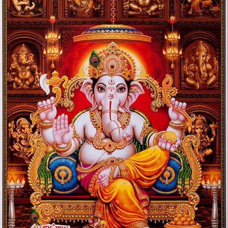 インドの神様 ガネーシャ神 お守りカード[004] India God【Ganesa】Small Card (Charm) 【富】【商業】【学問】【繁栄】【成功】【群衆の長】