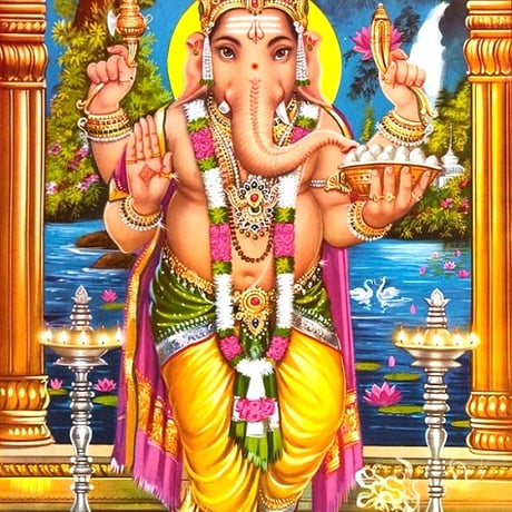 インドの神様 ガネーシャ神 お守りカード[022] India God【Ganesa】Small Card (Charm) 【富】【商業】【学問】【繁栄】【成功】【群衆の長】