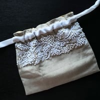 ナンタケットバスケット用ポーチお花の刺繍アップリケ付き水色L