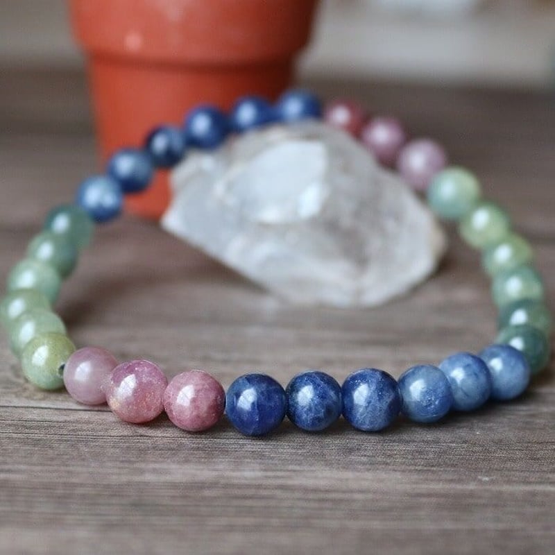 マルチカラー サファイア 6ミリ ブレスレット | Nature Stone Pasmii 