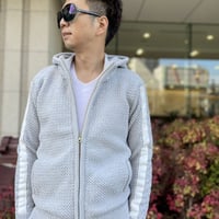"編込みニット"シルバーグレーセットアップ