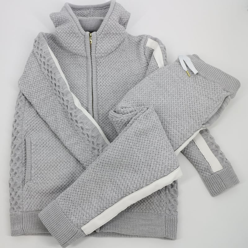 グレー 編み込みデザイン 3個セット 編込みニット