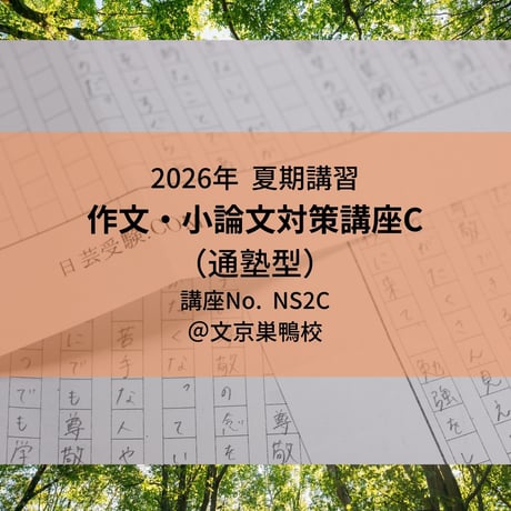【2026年夏期講習】日芸の作文・小論文対策講座C(通塾型)