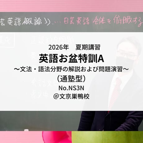 【2026年夏期講習】お盆特訓A～文法・語法分野の解説及び問題演習～　*オリジナル解説動画付き！（通塾型）