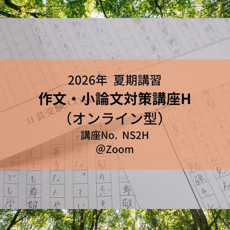 【2026年夏期講習】日芸の作文・小論文対策講座H(オンライン型)