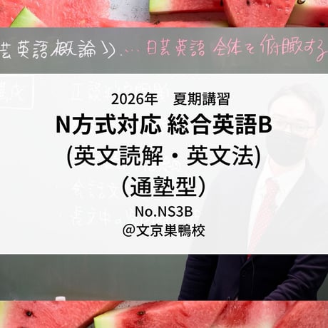 【2026年夏期講習】日大N方式対応 総合英語B(英文読解・英文法)（通塾型）