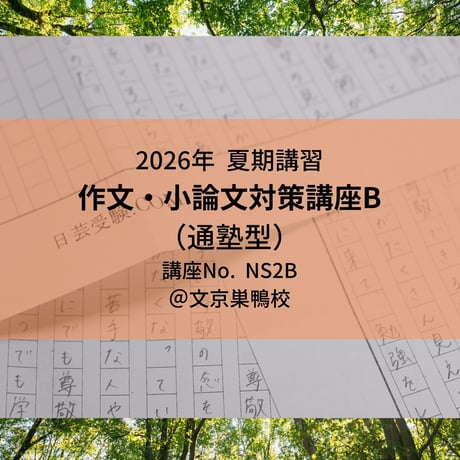 【2026年夏期講習】日芸の作文・小論文対策講座B(通塾型)