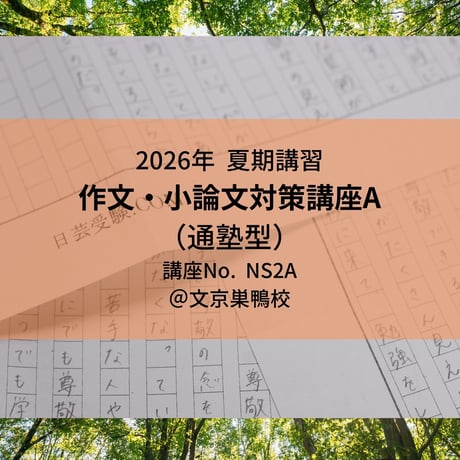 【2026年夏期講習】日芸の作文・小論文対策講座A(通塾型)