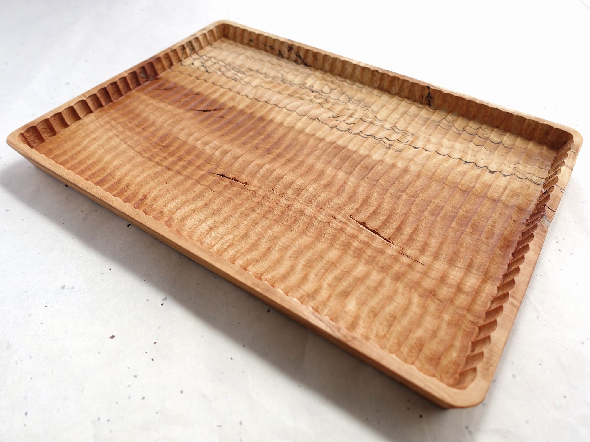 我谷盆 栃(トチ) 34×24×2.5cm ナチュラル | 明野の小さなお盆や