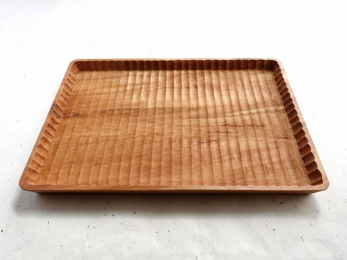 我谷盆　No.26 我谷盆 栃(トチ) 26×18×2cm ナチュラル | 明野の小さなお盆や