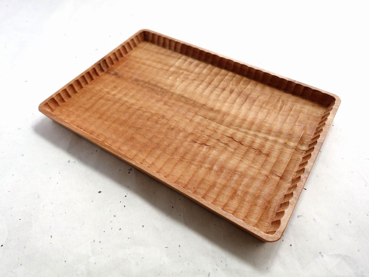 我谷盆 栃(トチ) 26×18×2cm ナチュラル | 明野の小さなお盆や