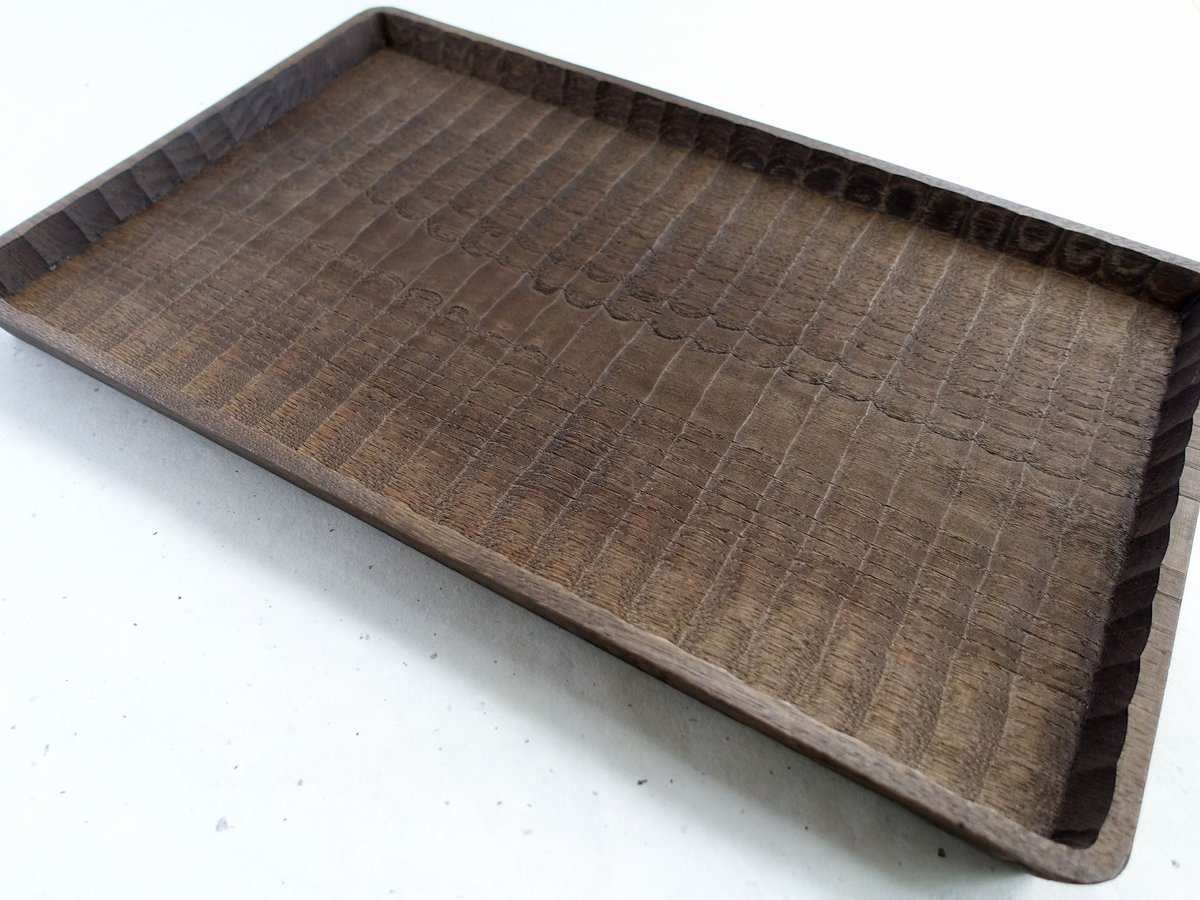 我谷盆 栗 42×26×3cm 栗渋染め | 明野の小さなお盆や