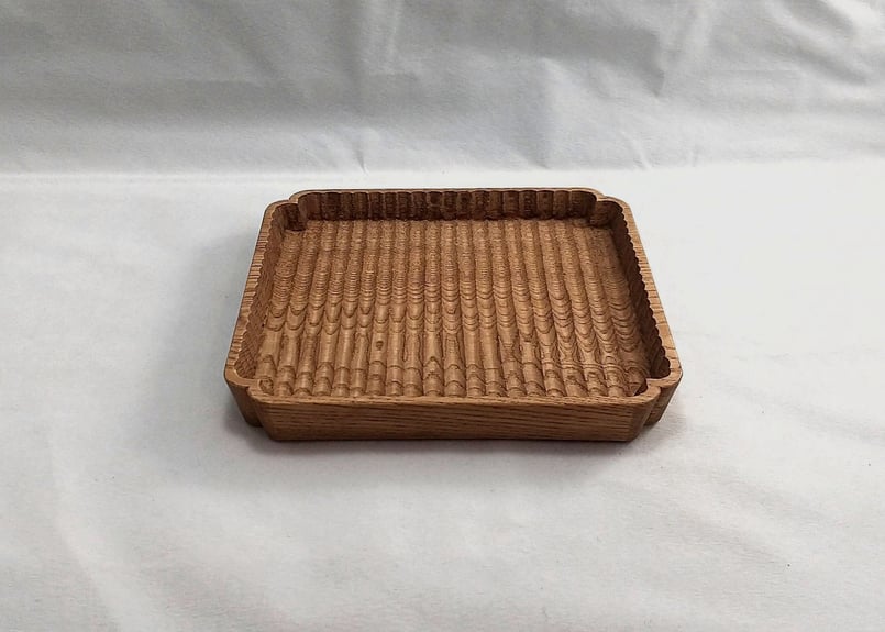 我谷盆風　隅入角盆　ケヤキ材　約30cm×約20cm 我谷盆風 隅入角盆 ケヤキ材 約30cm×約20cm 我