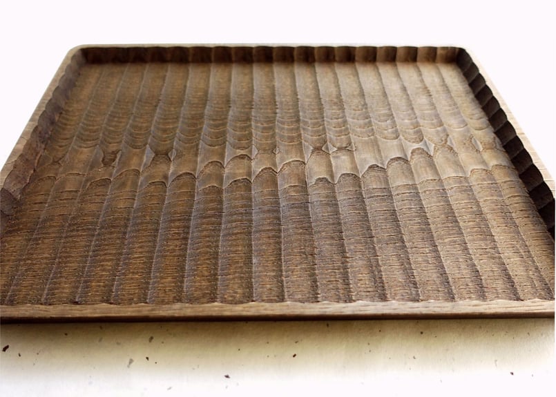 我谷盆 栗 36×26×2.5cm 栗渋染め | 明野の小さなお盆や