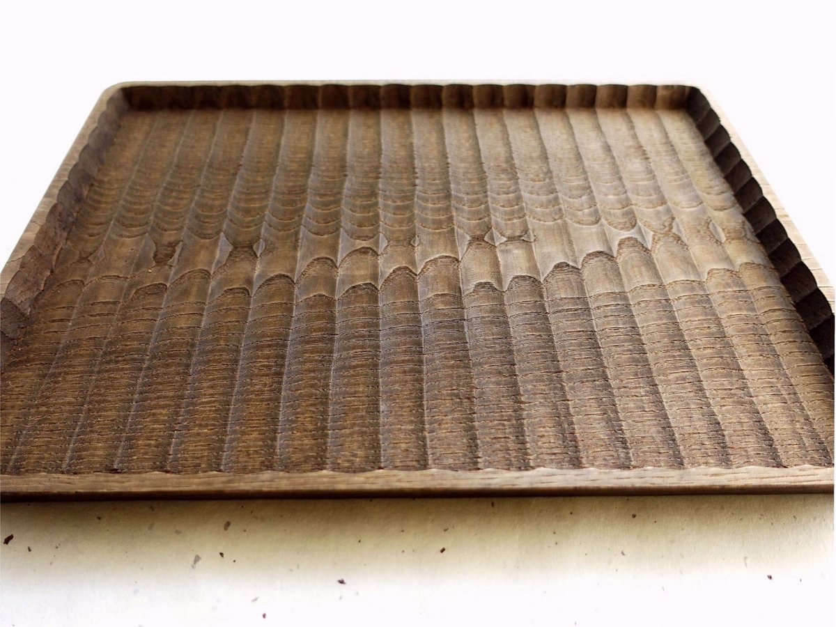 我谷盆 栗 36×26×2.5cm 栗渋染め | 明野の小さなお盆や