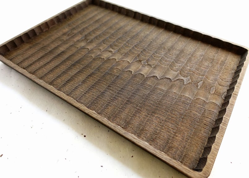 我谷盆 栗 36×26×2.5cm 栗渋染め | 明野の小さなお盆や