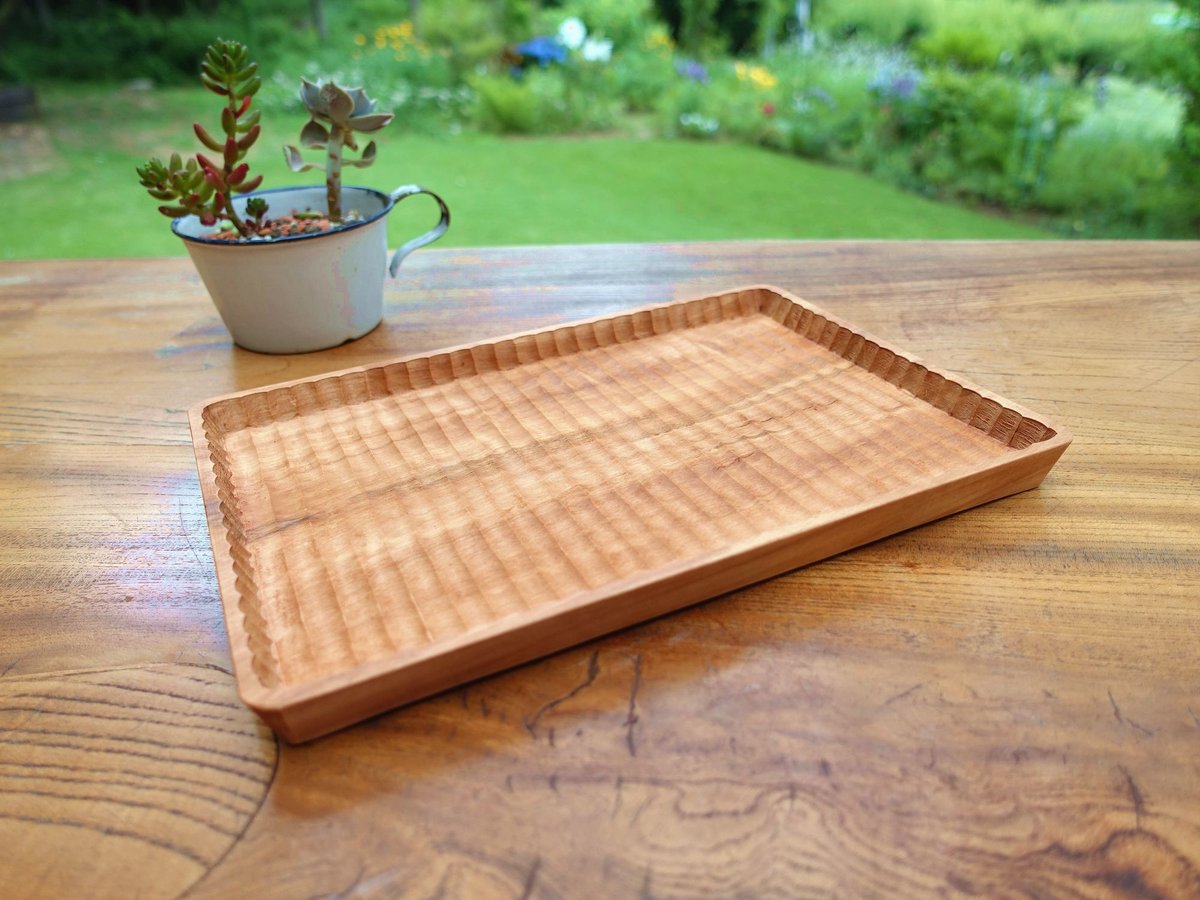 我谷盆 栃(トチ) 26×18×2cm ナチュラル | 明野の小さなお盆や
